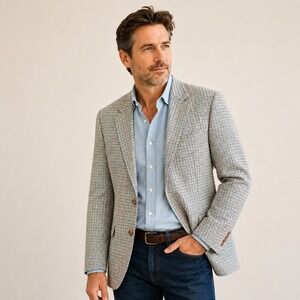 Alfred Dunhill Wool Cashmere Houndstooth Sport Coat Blazer‎ IT 56 US 46 Italy